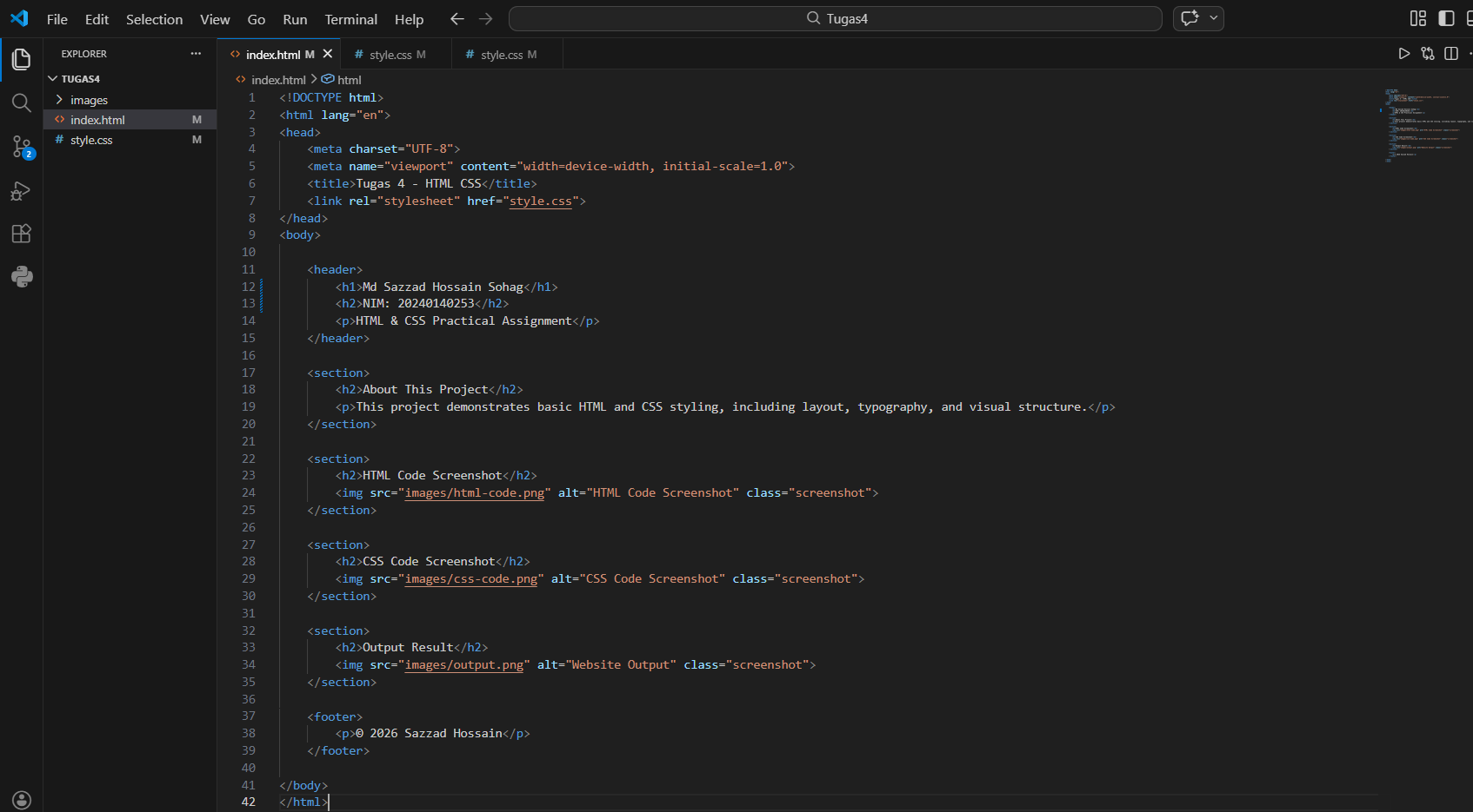 HTML Code Screenshot